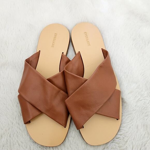 NWT Everlane Day Crossover Leather Sandal Sienna Brown Tan Flats Women's 7 - Picture 1 of 10